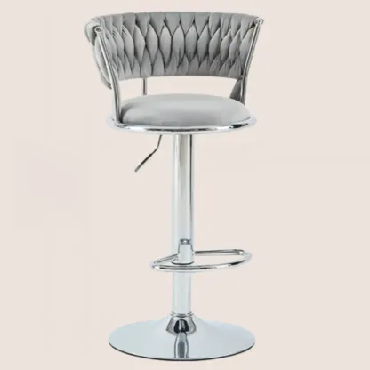 Glam Mohair Adjustable Bar Stools with Low Backrest & Gold Base Image - 21