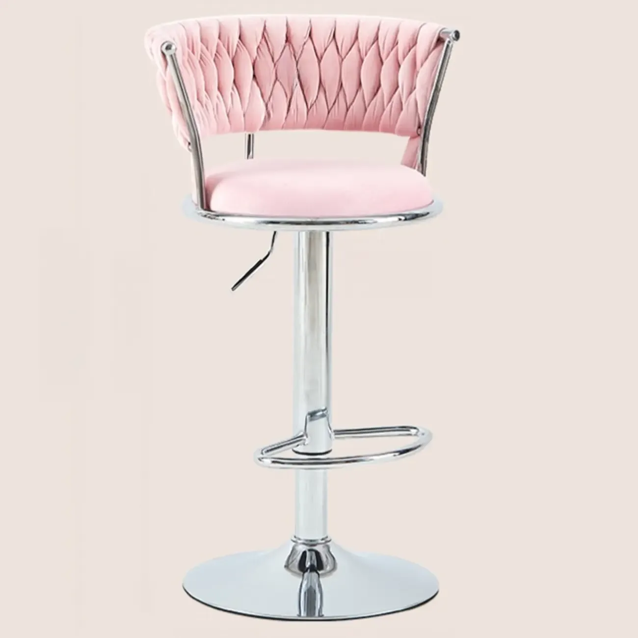 Glam Mohair Adjustable Bar Stools with Low Backrest & Gold Base Image - 22