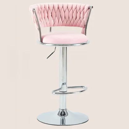 Glam Mohair Adjustable Bar Stools with Low Backrest & Gold Base Image - 22