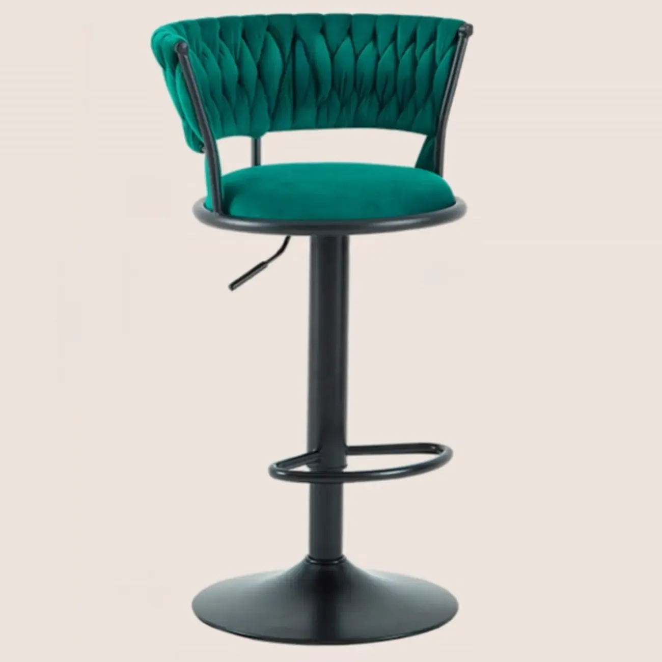 Glam Mohair Adjustable Bar Stools with Low Backrest & Gold Base Image - 16