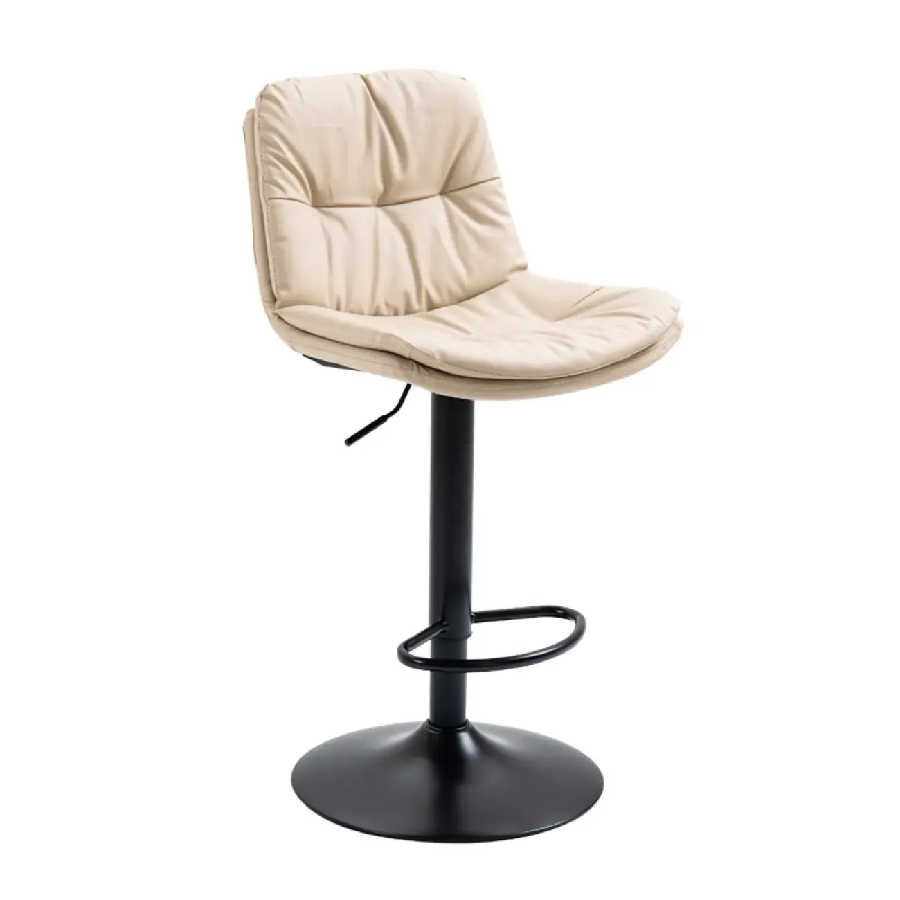 Minimalist Faux Leather Adjustable Swivel Bar Stools Image - 9