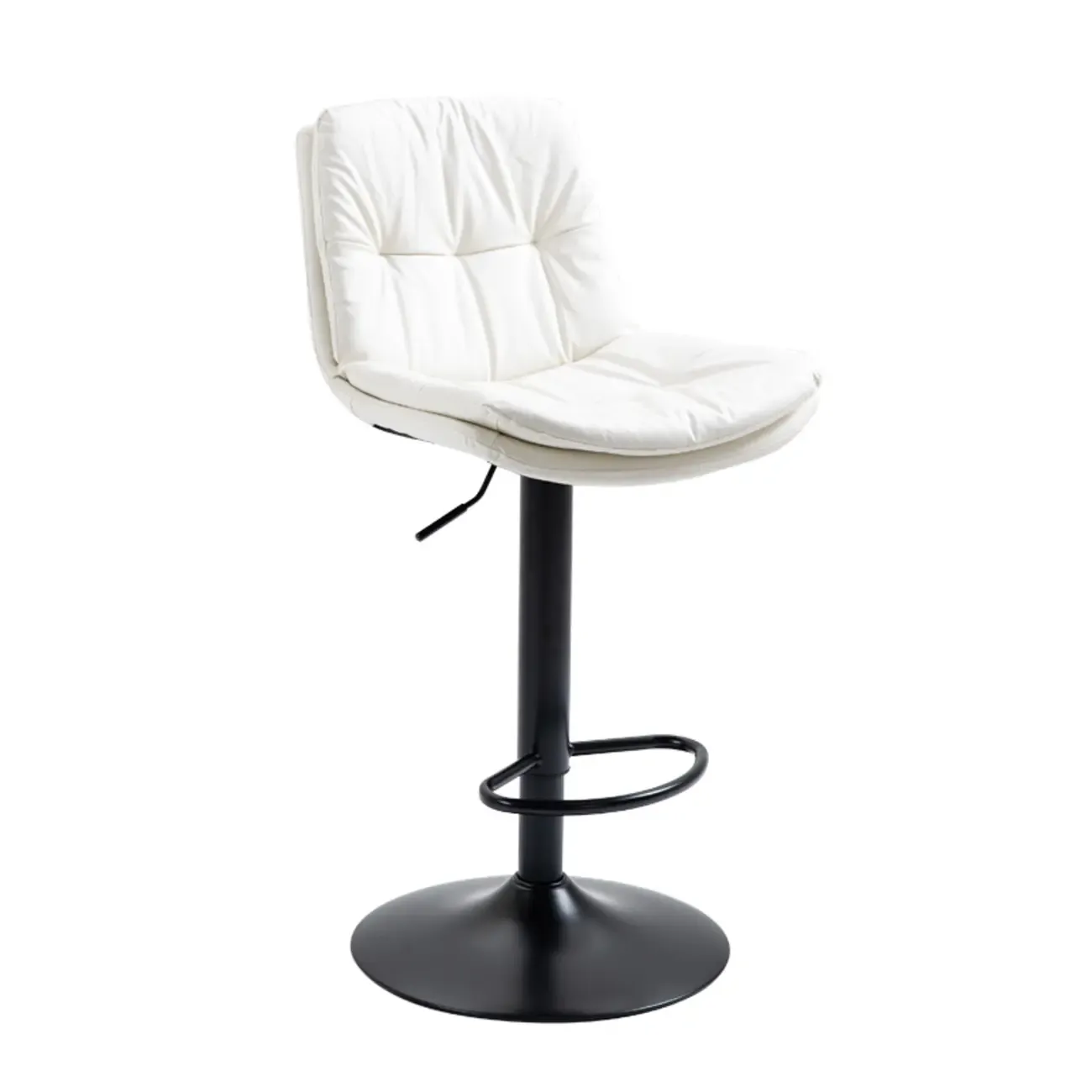 Minimalist Faux Leather Adjustable Swivel Bar Stools Image - 10