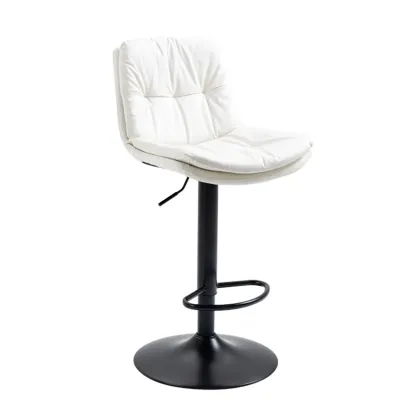 Minimalist Faux Leather Adjustable Swivel Bar Stools Image - 10