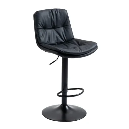 Minimalist Faux Leather Adjustable Swivel Bar Stools Image - 11