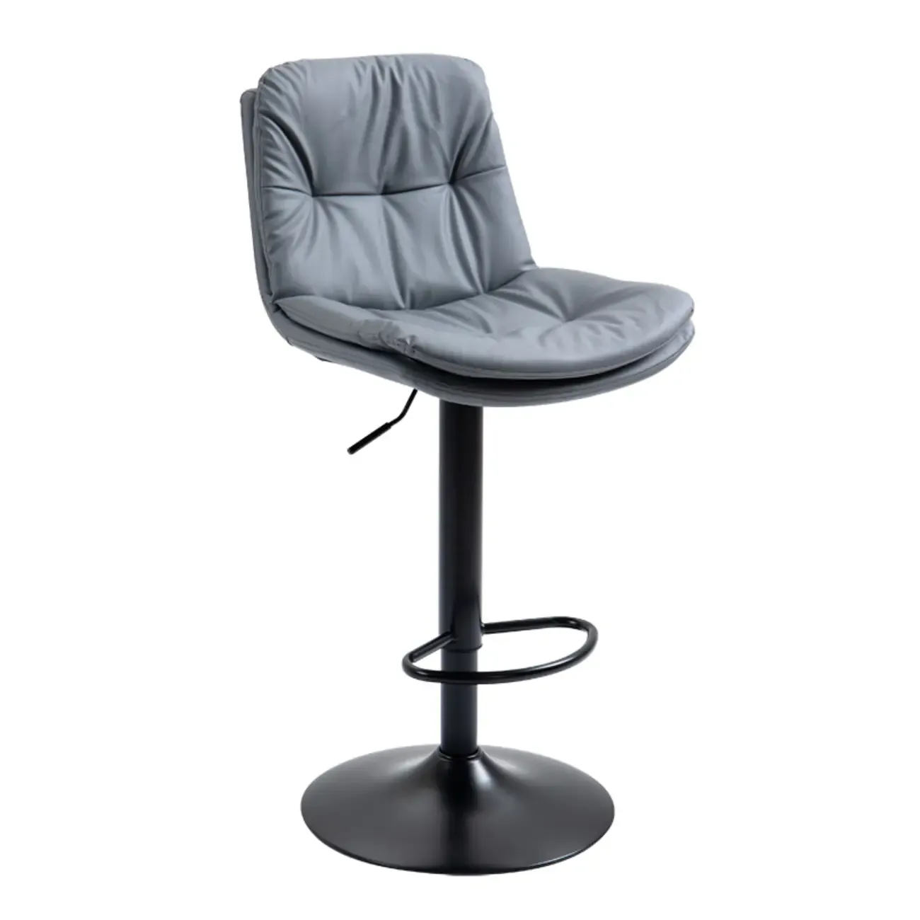Minimalist Faux Leather Adjustable Swivel Bar Stools Image - 12