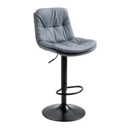 Minimalist Faux Leather Adjustable Swivel Bar Stools Image - 12