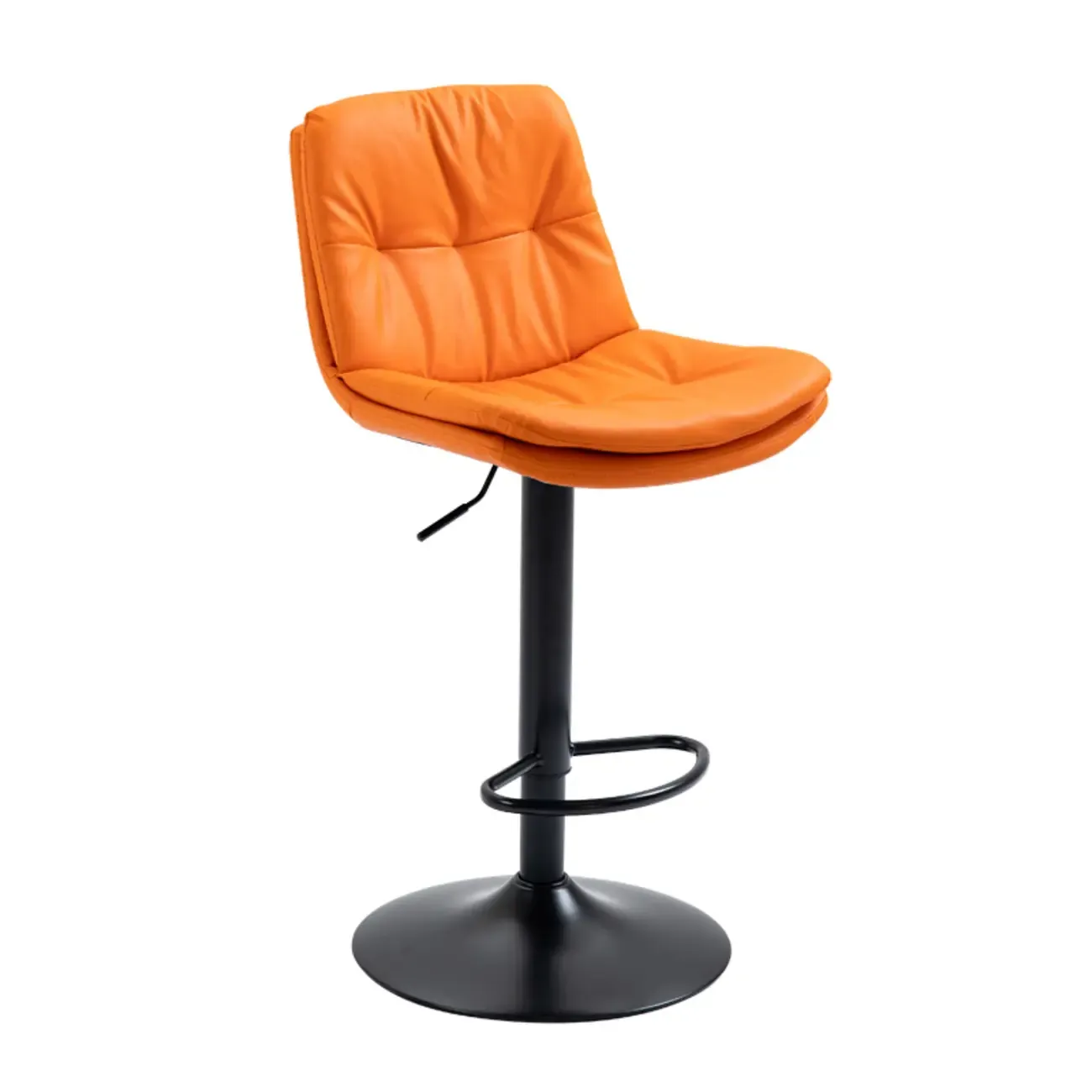 Minimalist Faux Leather Adjustable Swivel Bar Stools Image - 13