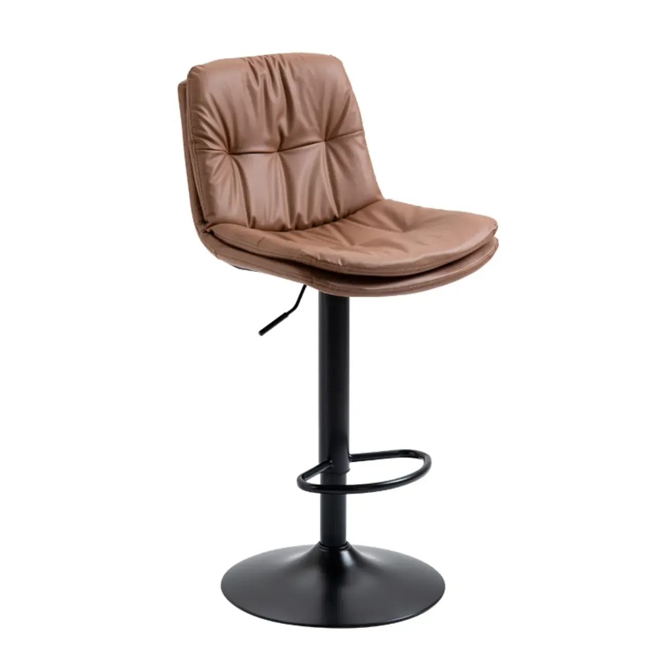 Minimalist Faux Leather Adjustable Swivel Bar Stools Image - 14