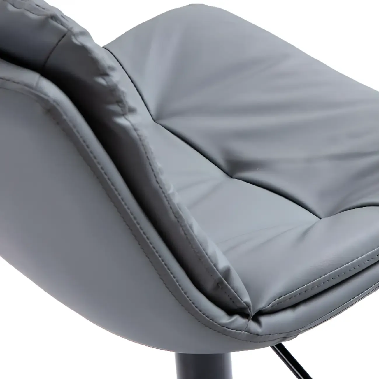 Minimalist Faux Leather Adjustable Swivel Bar Stools Image - 5