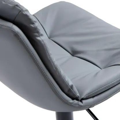 Minimalist Faux Leather Adjustable Swivel Bar Stools Image - 5