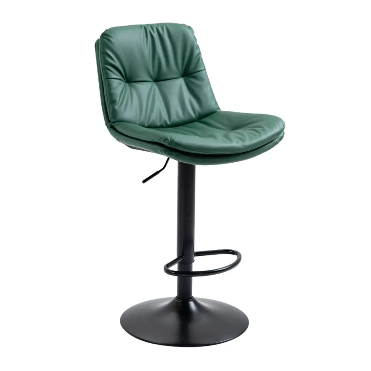 Minimalist Faux Leather Adjustable Swivel Bar Stools Image - 15