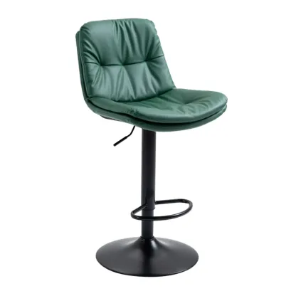 Minimalist Faux Leather Adjustable Swivel Bar Stools Image - 15