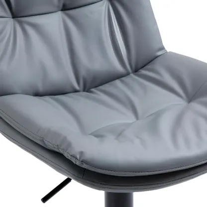 Minimalist Faux Leather Adjustable Swivel Bar Stools Image - 7