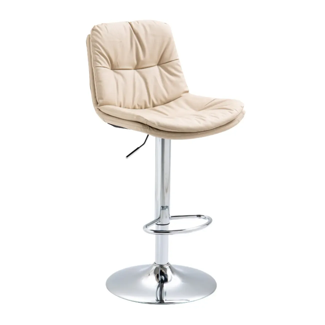 Minimalist Faux Leather Adjustable Swivel Bar Stools Image - 16