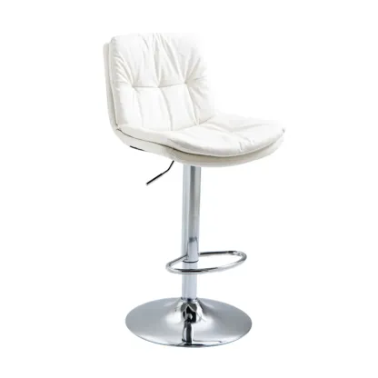 Minimalist Faux Leather Adjustable Swivel Bar Stools Image - 18