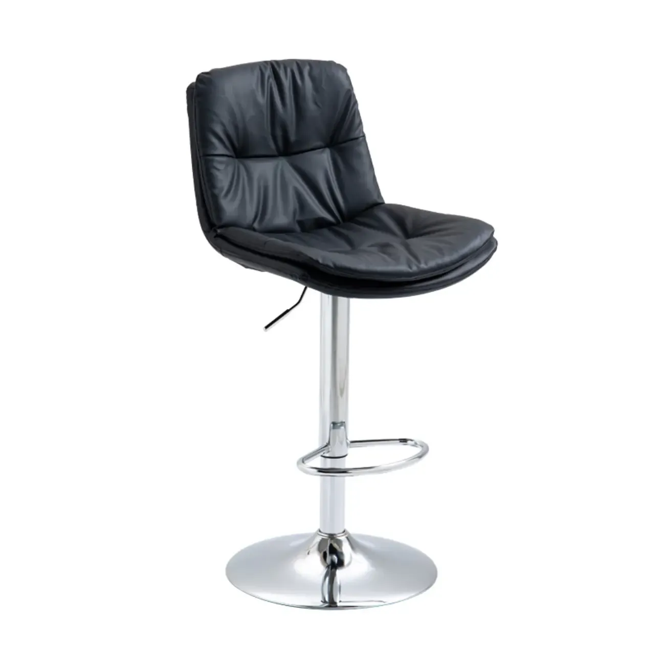 Minimalist Faux Leather Adjustable Swivel Bar Stools Image - 19