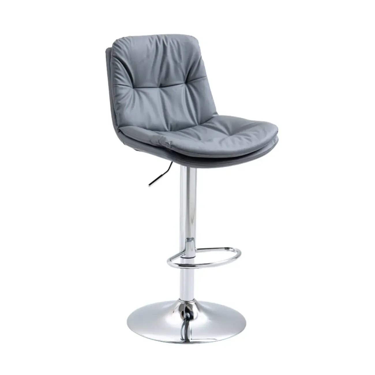 Minimalist Faux Leather Adjustable Swivel Bar Stools Image - 20