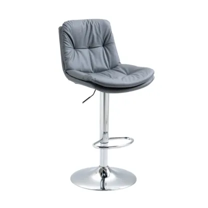 Minimalist Faux Leather Adjustable Swivel Bar Stools Image - 20