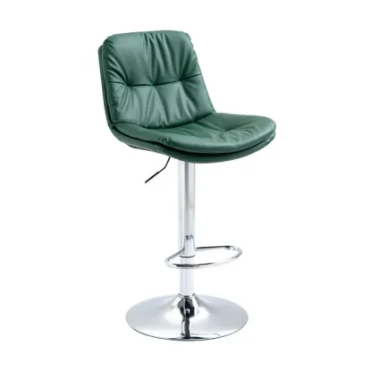 Minimalist Faux Leather Adjustable Swivel Bar Stools Image - 22