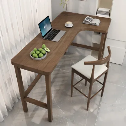 Free Form Brown Wooden Footrest Bar Tables Image - 1