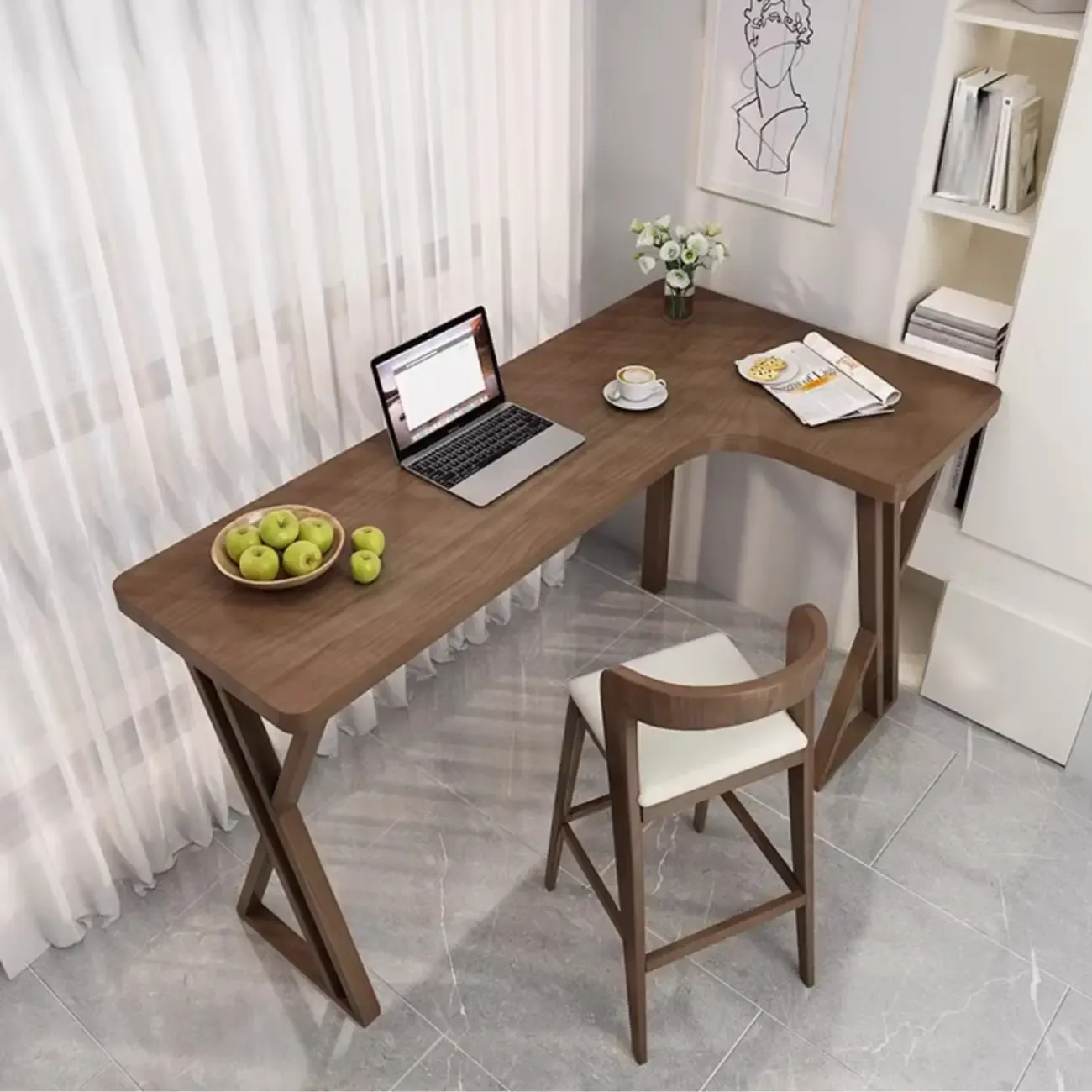 Smooth Brown Wooden Free Foam Bar Tables Image - 3