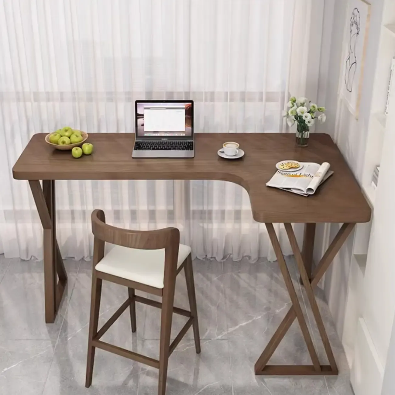 Smooth Brown Wooden Free Foam Bar Tables Image - 4