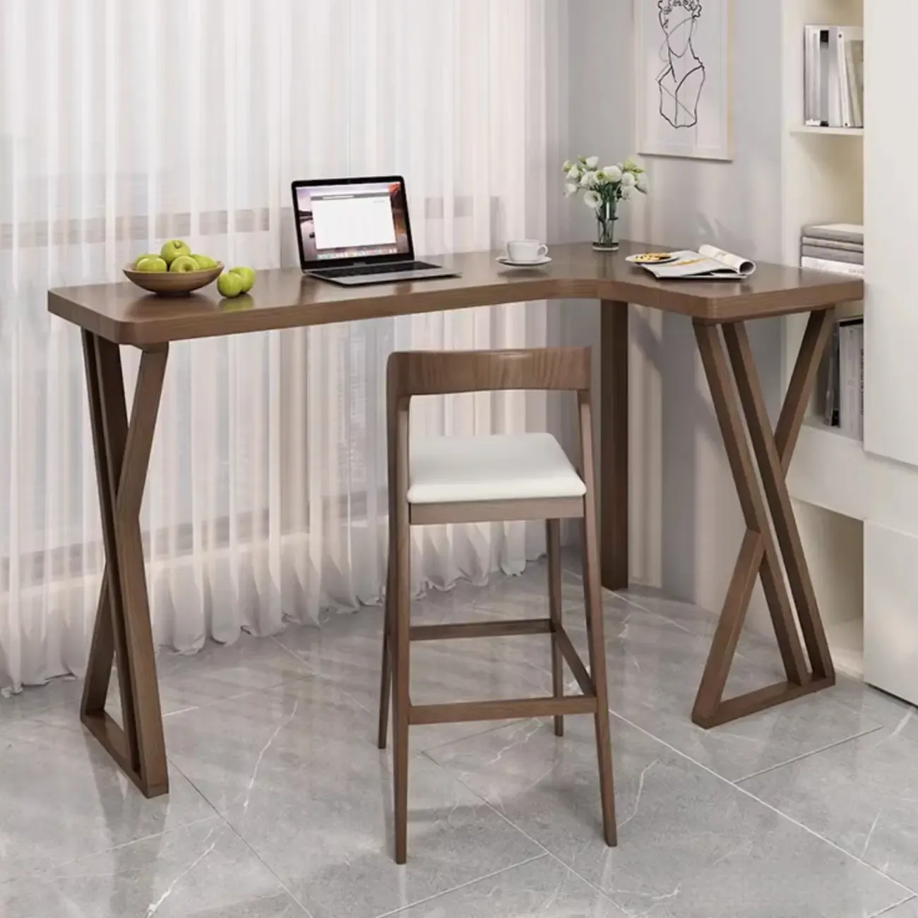 Smooth Brown Wooden Free Foam Bar Tables Image - 5