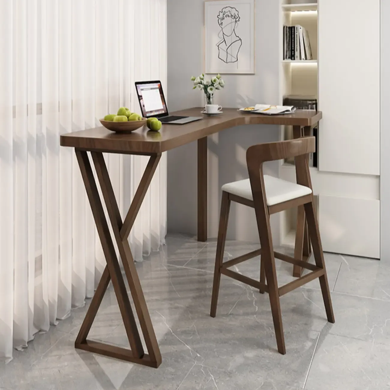 Smooth Brown Wooden Free Foam Bar Tables Image - 6