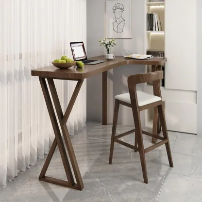 Smooth Brown Wooden Free Foam Bar Tables Image - 6