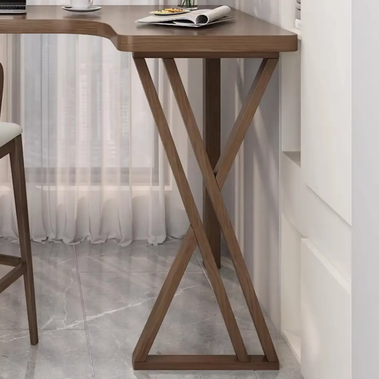 Smooth Brown Wooden Free Foam Bar Tables Image - 9