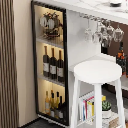 Modern Stone Top Freeform Bar Table with Storage for Home Bars Image - 6