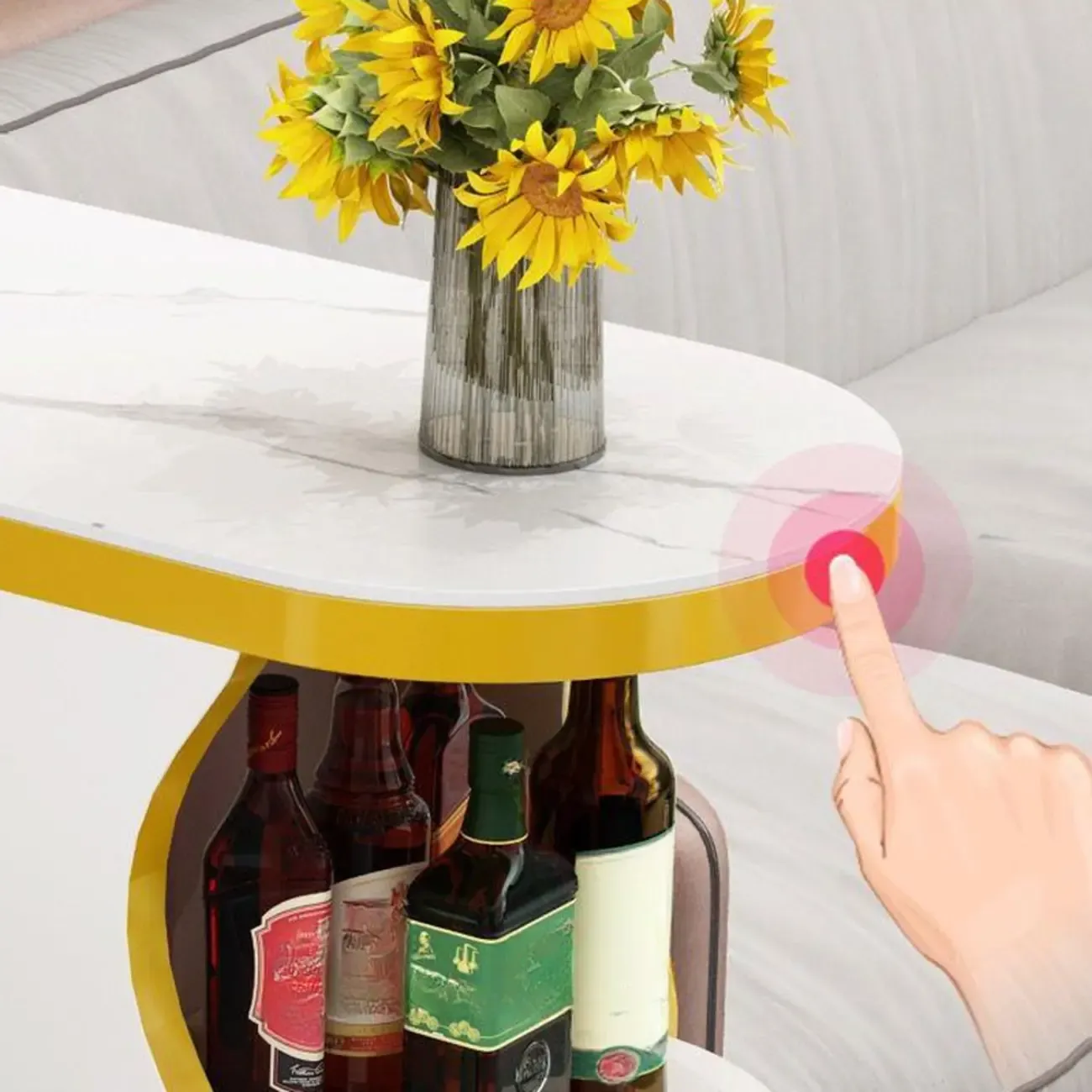 Modern Stone Top Freeform Bar Table with Storage for Home Bars Image - 8