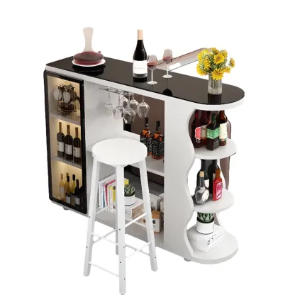 Modern Stone Top Freeform Bar Table with Storage for Home Bars Image - 10