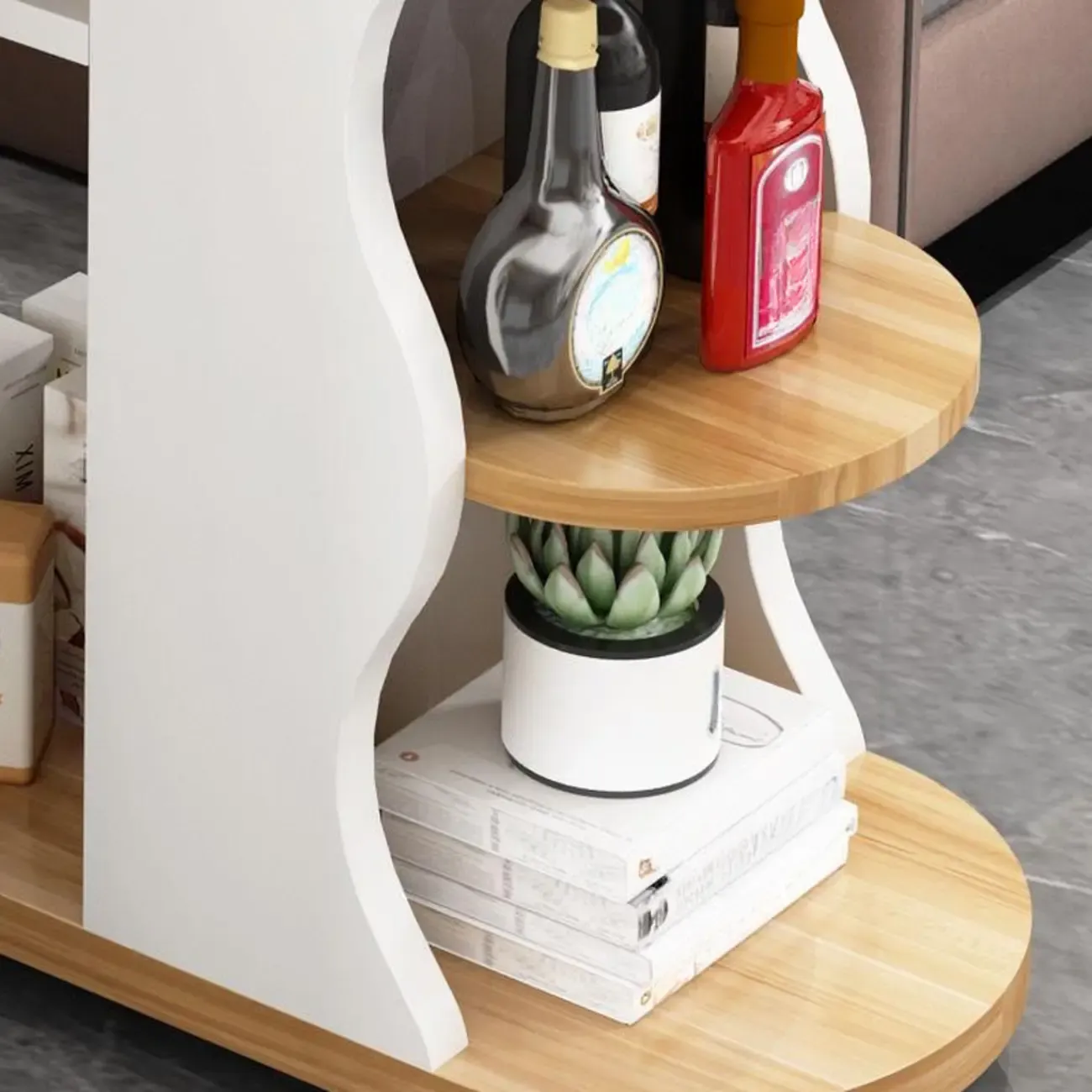 Modern Stone Top Freeform Bar Table with Storage for Home Bars Image - 12