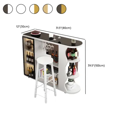 Modern Stone Top Freeform Bar Table with Storage for Home Bars #size