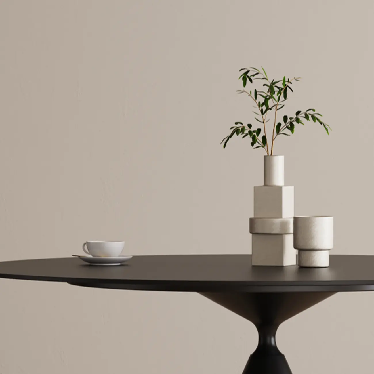 Modern Black Metal Stone Round Dining Table Image - 5 | homeyfad