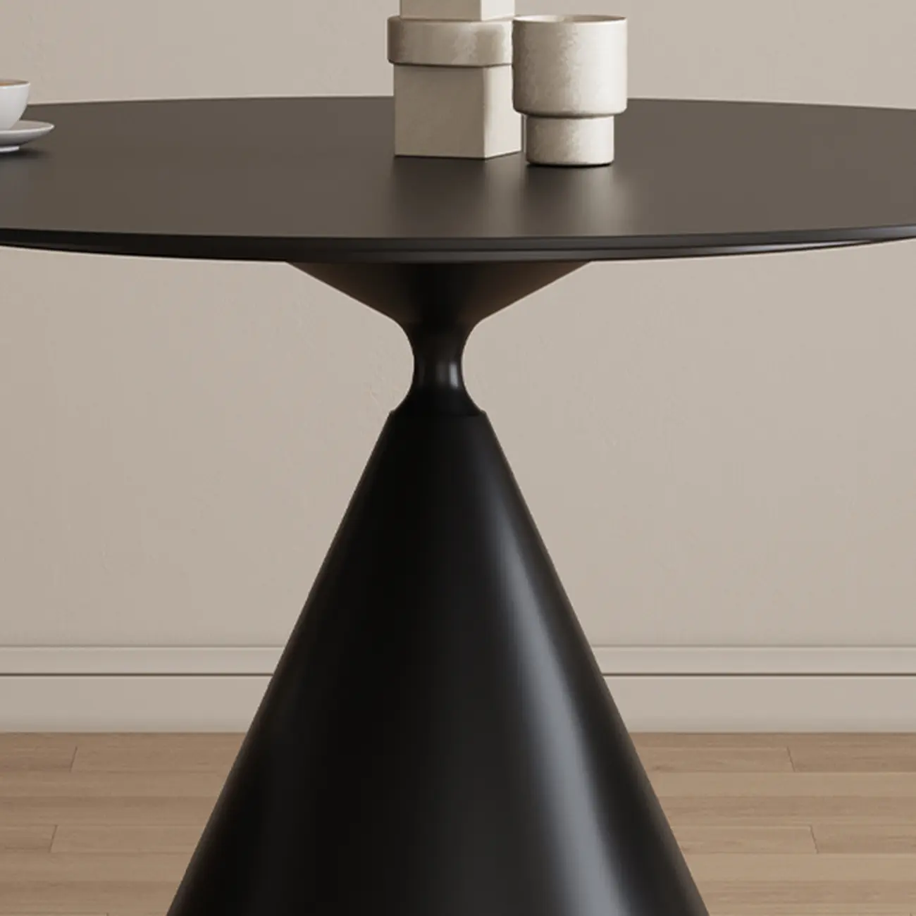 Modern Black Metal Stone Round Dining Table Image - 6 | homeyfad
