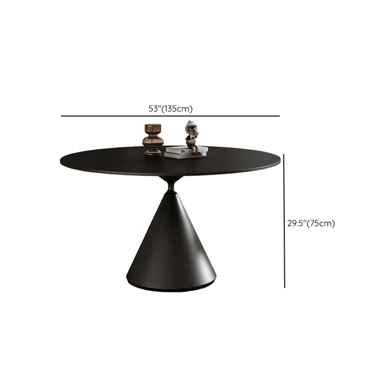 Modern Black Metal Stone Round Dining Table Image - 15 | homeyfad