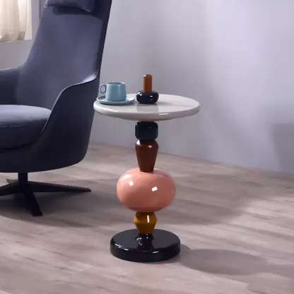 Round Wood Black Chairside Table with Pedestal Base