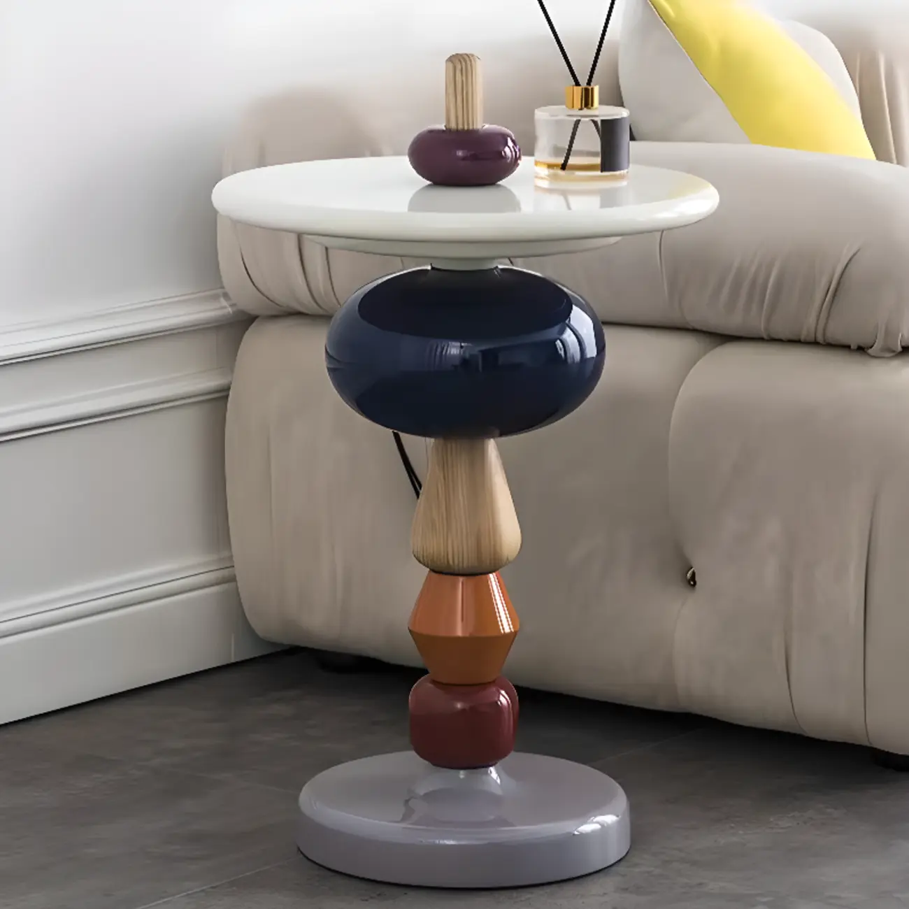 Round Wood Black Chairside Table with Pedestal Base | homeyfad