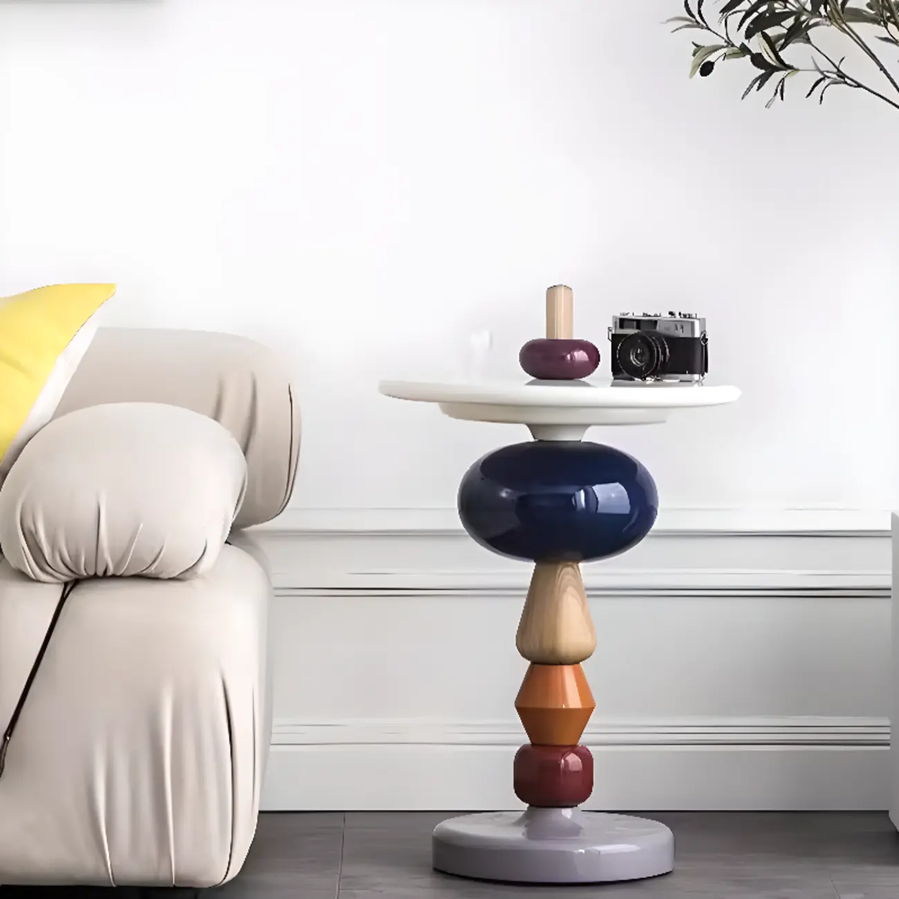 Round Wood Black Chairside Table with Pedestal Base | homeyfad