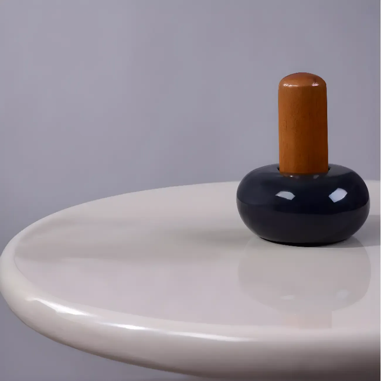 Round Wood Black Chairside Table with Pedestal Base