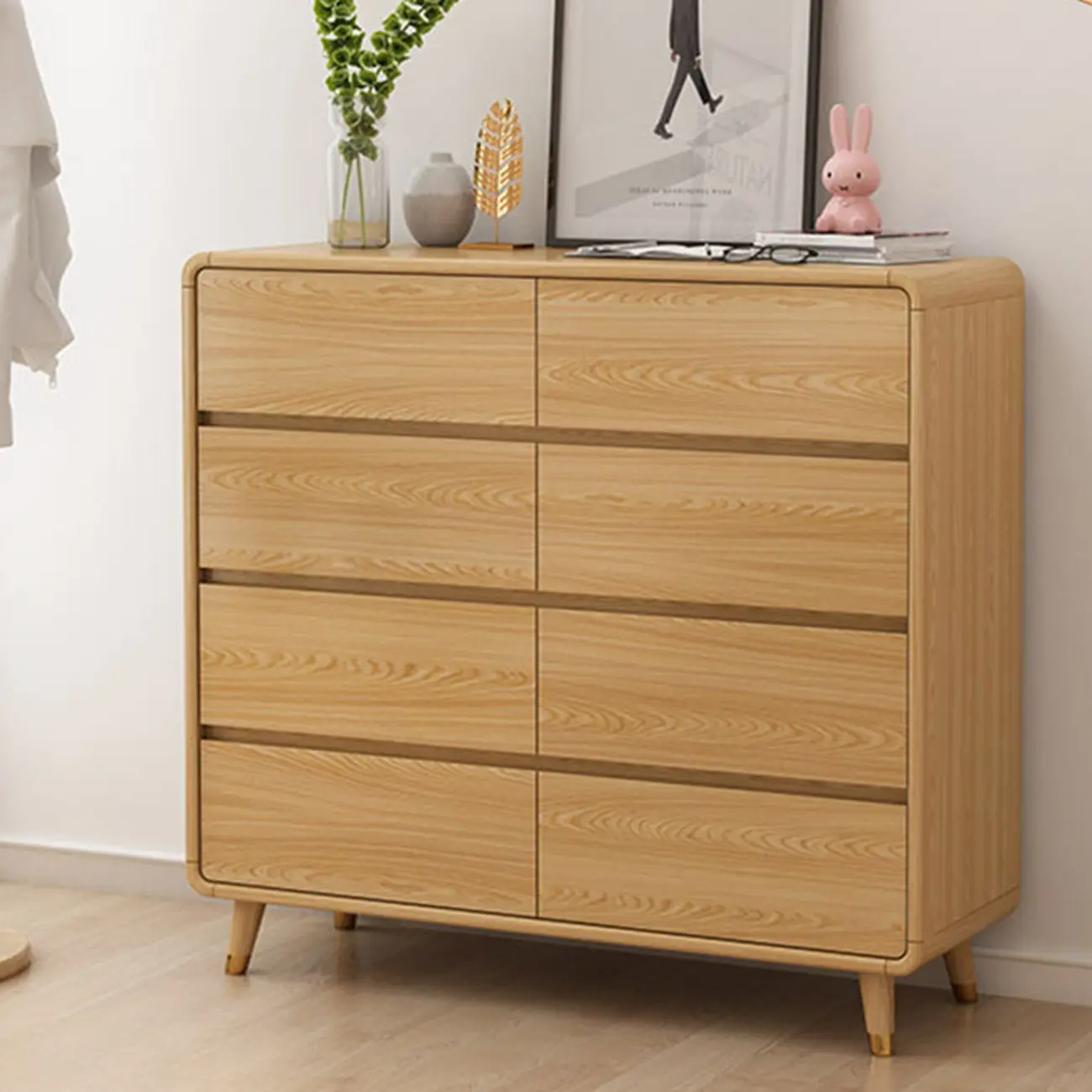 Elegant Large Brown White Wood Bedroom Cabinet with 9 Drawer Image - 4 | homeyfad