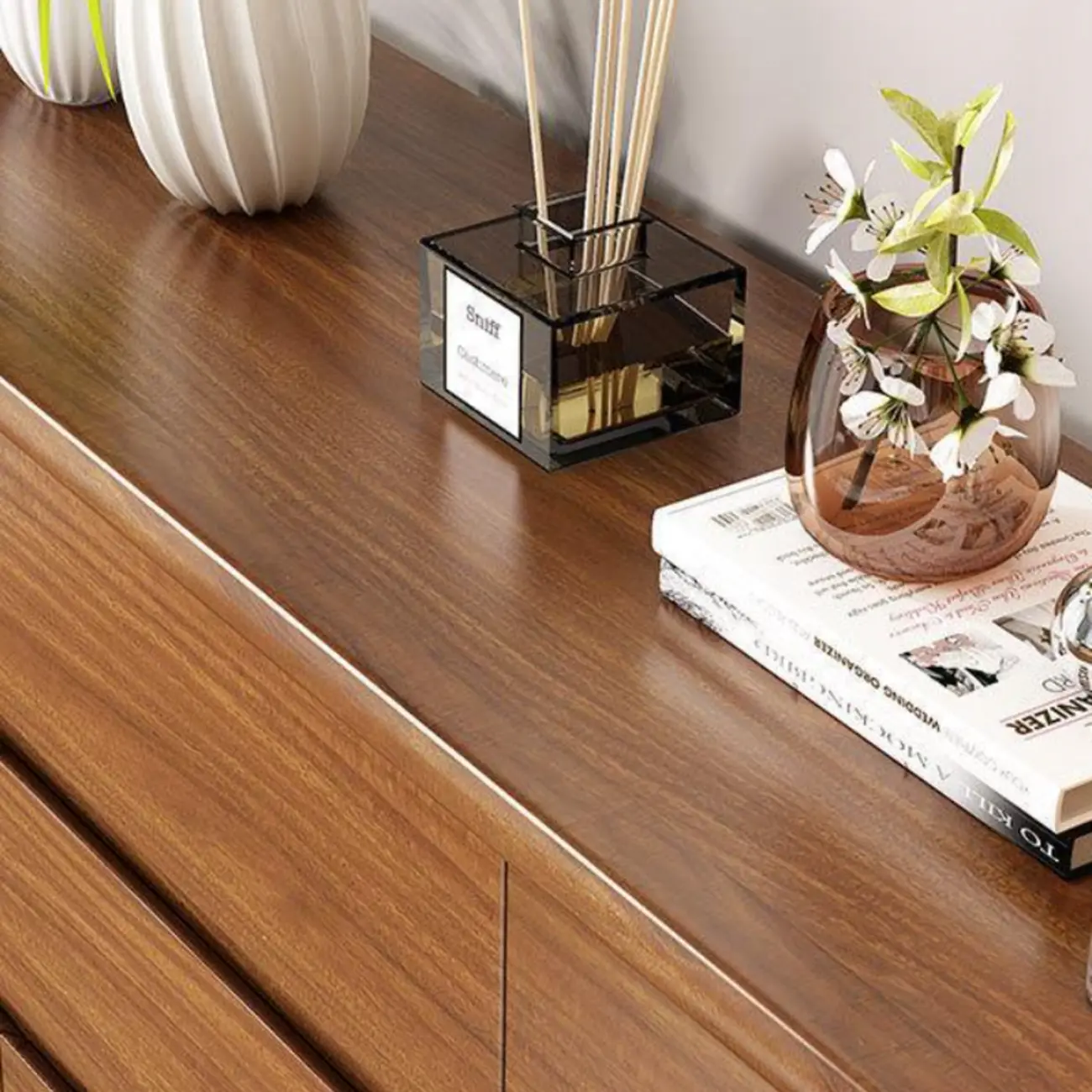 Elegant Large Brown White Wood Bedroom Cabinet with 9 Drawer Image - 9 | homeyfad