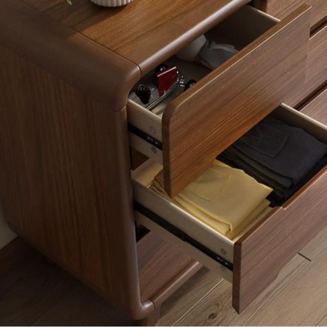 Elegant Large Brown White Wood Bedroom Cabinet with 9 Drawer Image - 10 | homeyfad