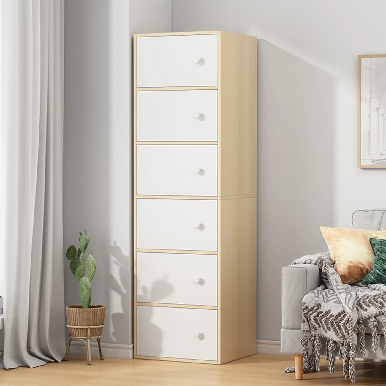 Minimalist Wooden Space-saving Storage Cabinet for Bedroom Image - 2 | homeyfad