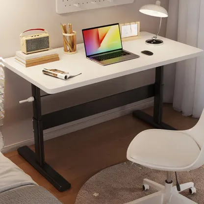Minimalist Metal Adjustable Standing Desk with Wooden Top Image - 1