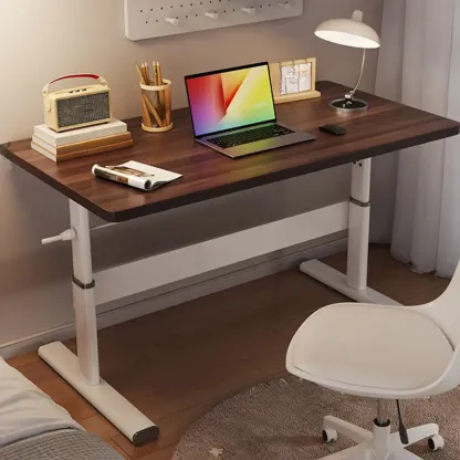 Minimalist Metal Adjustable Standing Desk with Wooden Top Image - 2