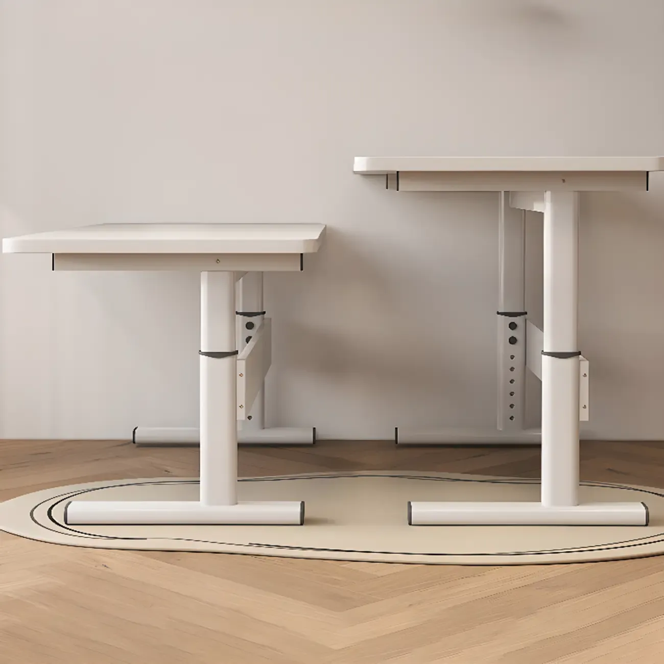 Minimalist Metal Adjustable Standing Desk with Wooden Top Image - 8