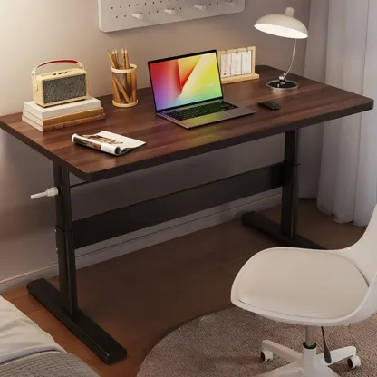 Minimalist Metal Adjustable Standing Desk with Wooden Top Image - 9